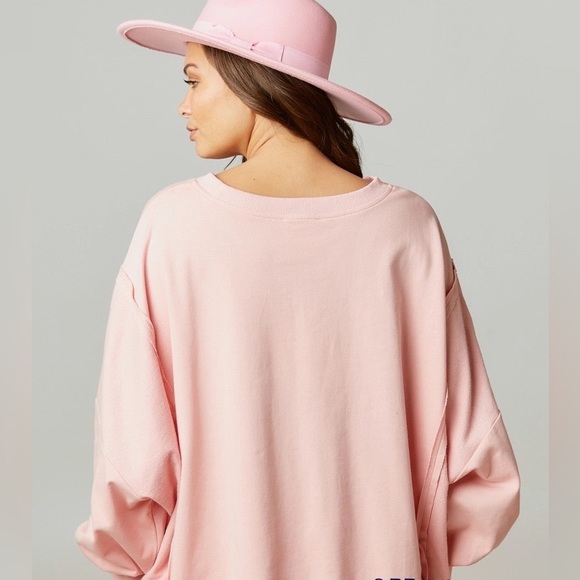 Boutique Fantastic Fawn Tacos & Margaritas Sequin Patch Light Pink Sweatshirt 🌮🍹 - Picture 2 of 14